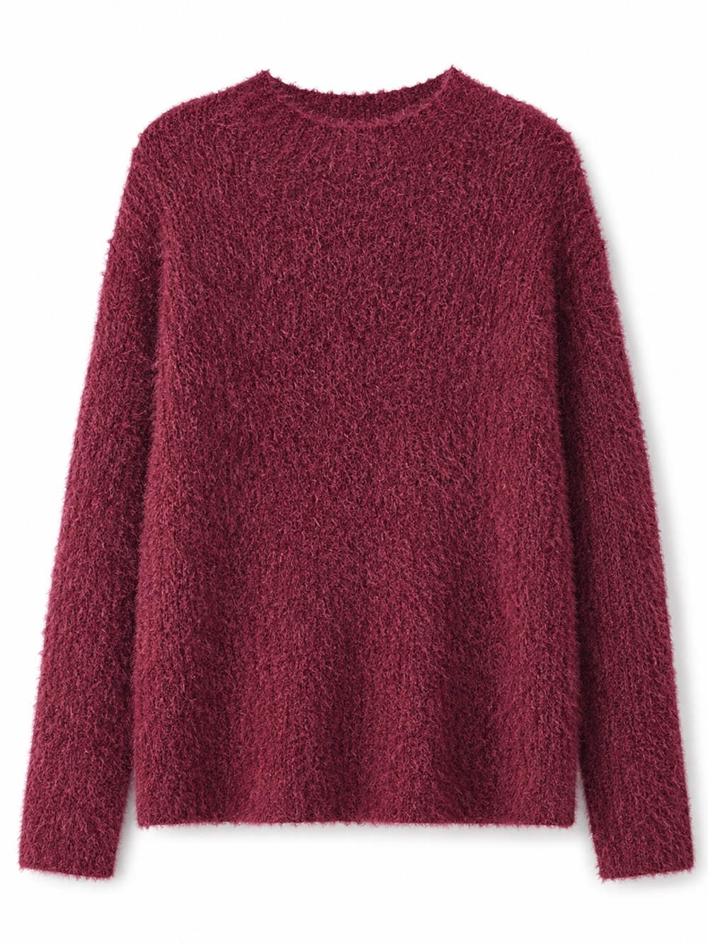 Open Edit Burgundy Eyelash Wool Blend Sweater XL Fuzzy Oversized NWT